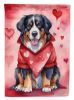 Bernese Mountain Dog My Valentine House Flag Large Porch Sleeve Pole Decorative Outside Yard Banner Artwork Wall Hanging, Polyester, House Size