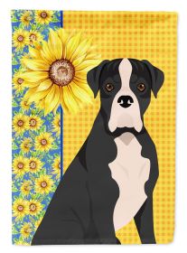 Summer Sunflowers Natural Eared Black Boxer Garden Flag Mailbox Flag Decorative Yard Flag Banner Outside Patio Artwork Yard Flower Beds, Garden Size