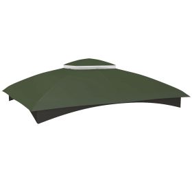 Outsunny 10' x 12' Gazebo Canopy Replacement, 2-Tier Outdoor Gazebo Cover Top Roof with Drainage Holes, (TOP ONLY), Green