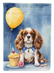 Cavalier Spaniel Happy Birthday Garden Flag Mailbox Flag Decorative Yard Flag Banner Outside Patio Artwork Yard Flower Beds, Garden Size, Multicolor