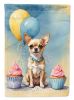 Chihuahua Happy Birthday House Flag Large Porch Sleeve Pole Decorative Outside Yard Banner Artwork Wall Hanging, Polyester, House Size, Multicolor