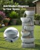 VEVOR Outdoor Water Fountain, 31.5 in Height Fountain and Waterfall, 5-Tier Floor Standing Bowl-Shaped Cascading Fountains with LED Light and Pump