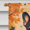 Black French Bulldog Fall House Flag Large Porch Sleeve Pole Decorative Outside Yard Banner Artwork Wall Hanging, Polyester, House Size, Multicolor