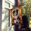 Australian Shepherd Terrier Fall House Flag Large Porch Sleeve Pole Decorative Outside Yard Banner Artwork Wall Hanging, Polyester, House Size
