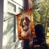 Brittany Spaniel Fall House Flag Large Porch Sleeve Pole Decorative Outside Yard Banner Artwork Wall Hanging, Polyester, House Size, Multicolor