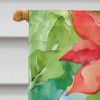 Poinsettias in Watercolor House Flag Large Porch Sleeve Pole Decorative Outside Yard Banner Artwork Wall Hanging, Polyester, House Size, Multicolor