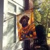 Chocolate Labrador Retriever Fall House Flag Large Porch Sleeve Pole Decorative Outside Yard Banner Artwork Wall Hanging, Polyester, House Size