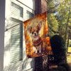 Chihuahua Fall House Flag Large Porch Sleeve Pole Decorative Outside Yard Banner Artwork Wall Hanging, Polyester, House Size, Multicolor