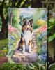 Sheltie Spring Path Garden Flag Mailbox Flag Decorative Yard Flag Banner Outside Patio Artwork Yard Flower Beds, Garden Size, Multicolor