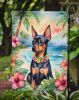 Miniature Pinscher Luau Garden Flag Mailbox Flag Decorative Yard Flag Banner Outside Patio Artwork Yard Flower Beds, Garden Size, Multicolor