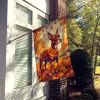 Red Miniature Pinscher Fall House Flag Large Porch Sleeve Pole Decorative Outside Yard Banner Artwork Wall Hanging, Polyester, House Size, Multicolor