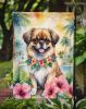 Tibetan Spaniel Luau Garden Flag Mailbox Flag Decorative Yard Flag Banner Outside Patio Artwork Yard Flower Beds, Garden Size, Multicolor