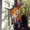 White Pit Bull Terrier Fall House Flag Large Porch Sleeve Pole Decorative Outside Yard Banner Artwork Wall Hanging, Polyester, House Size, Multicolor