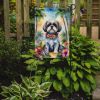 Shih Tzu Luau Garden Flag Mailbox Flag Decorative Yard Flag Banner Outside Patio Artwork Yard Flower Beds, Garden Size, Multicolor