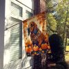 Bloodhound Fall House Flag Large Porch Sleeve Pole Decorative Outside Yard Banner Artwork Wall Hanging, Polyester, House Size, Multicolor