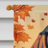 Basset Hound Fall House Flag Large Porch Sleeve Pole Decorative Outside Yard Banner Artwork Wall Hanging, Polyester, House Size, Multicolor