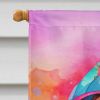 Basset Hound Hippie Dawg House Flag Large Porch Sleeve Pole Decorative Outside Yard Banner Artwork Wall Hanging, Polyester, House Size, Multicolor