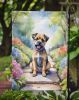 Border Terrier Spring Path Garden Flag Mailbox Flag Decorative Yard Flag Banner Outside Patio Artwork Yard Flower Beds, Garden Size, Multicolor