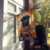 Black Pug Fall House Flag Large Porch Sleeve Pole Decorative Outside Yard Banner Artwork Wall Hanging, Polyester, House Size, Multicolor