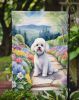 Bichon Frise Spring Path Garden Flag Mailbox Flag Decorative Yard Flag Banner Outside Patio Artwork Yard Flower Beds, Garden Size, Multicolor
