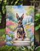 Miniature Pinscher Spring Path Garden Flag Mailbox Flag Decorative Yard Flag Banner Outside Patio Artwork Yard Flower Beds, Garden Size, Multicolor