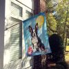 Boston Terrier Happy Birthday House Flag Large Porch Sleeve Pole Decorative Outside Yard Banner Artwork Wall Hanging, Polyester, House Size