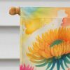 Chrysanthemums in Color House Flag Large Porch Sleeve Pole Decorative Outside Yard Banner Artwork Wall Hanging, Polyester, House Size, Multicolor