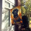Black Labrador Retriever Fall House Flag Large Porch Sleeve Pole Decorative Outside Yard Banner Artwork Wall Hanging, Polyester, House Size