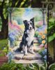 Border Collie Spring Path Garden Flag Mailbox Flag Decorative Yard Flag Banner Outside Patio Artwork Yard Flower Beds, Garden Size, Multicolor