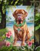 Dogue de Bordeaux Luau Garden Flag Mailbox Flag Decorative Yard Flag Banner Outside Patio Artwork Yard Flower Beds, Garden Size, Multicolor
