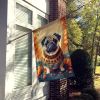 Fawn Pug Fall House Flag Large Porch Sleeve Pole Decorative Outside Yard Banner Artwork Wall Hanging, Polyester, House Size, Multicolor