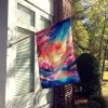 Cherry Blossom in Color House Flag Large Porch Sleeve Pole Decorative Outside Yard Banner Artwork Wall Hanging, Polyester, House Size, Multicolor