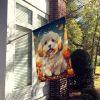 Coton De Tulear Fall House Flag Large Porch Sleeve Pole Decorative Outside Yard Banner Artwork Wall Hanging, Polyester, House Size, Multicolor