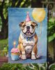 English Bulldog Happy Birthday Garden Flag Mailbox Flag Decorative Yard Flag Banner Outside Patio Artwork Yard Flower Beds, Garden Size, Multicolor