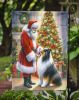 Collie and Santa Claus Garden Flag Mailbox Flag Decorative Yard Flag Banner Outside Patio Artwork Yard Flower Beds, Garden Size, Multicolor