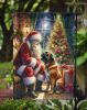 Bullmastiff and Santa Claus Garden Flag Mailbox Flag Decorative Yard Flag Banner Outside Patio Artwork Yard Flower Beds, Garden Size, Multicolor
