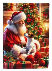 Jack Russell Terrier and Santa Claus Garden Flag Mailbox Flag Decorative Yard Flag Banner Outside Patio Artwork Yard Flower Beds, Garden Size