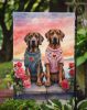 Bloodhound Two Hearts Garden Flag Mailbox Flag Decorative Yard Flag Banner Outside Patio Artwork Yard Flower Beds, Garden Size, Multicolor
