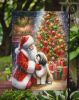 Lhasa Apso and Santa Claus Garden Flag Mailbox Flag Decorative Yard Flag Banner Outside Patio Artwork Yard Flower Beds, Garden Size, Multicolor