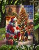 German Shepherd and Santa Claus Garden Flag Mailbox Flag Decorative Yard Flag Banner Outside Patio Artwork Yard Flower Beds, Garden Size, Multicolor