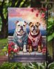 English Bulldog Two Hearts Garden Flag Mailbox Flag Decorative Yard Flag Banner Outside Patio Artwork Yard Flower Beds, Garden Size, Multicolor