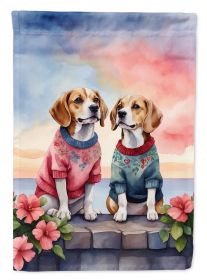 Beagle Two Hearts Garden Flag Mailbox Flag Decorative Yard Flag Banner Outside Patio Artwork Yard Flower Beds, Garden Size, Multicolor