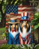 All American Collie Garden Flag Mailbox Flag Decorative Yard Flag Banner Outside Patio Artwork Yard Flower Beds, Garden Size, Multicolor