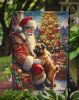 Brussels Griffon and Santa Claus Garden Flag Mailbox Flag Decorative Yard Flag Banner Outside Patio Artwork Yard Flower Beds, Garden Size, Multicolor