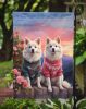 American Eskimo Two Hearts Garden Flag Mailbox Flag Decorative Yard Flag Banner Outside Patio Artwork Yard Flower Beds, Garden Size, Multicolor