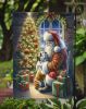 English Bulldog and Santa Claus Garden Flag Mailbox Flag Decorative Yard Flag Banner Outside Patio Artwork Yard Flower Beds, Garden Size, Multicolor