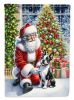 Boston Terrier and Santa Claus Garden Flag Mailbox Flag Decorative Yard Flag Banner Outside Patio Artwork Yard Flower Beds, Garden Size, Multicolor