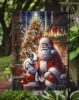 English Bull Terrier and Santa Claus Garden Flag Mailbox Flag Decorative Yard Flag Banner Outside Patio Artwork Yard Flower Beds, Garden Size
