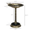 28" Antique Bird Bath Decorative Birdbath Bird Feeder Bowl with Planter Pedestal and Bird Statues, Bronze