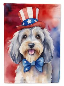 Tibetan Terrier Patriotic American House Flag Large Porch Sleeve Pole Decorative Outside Yard Banner Artwork Wall Hanging, Polyester, House Size